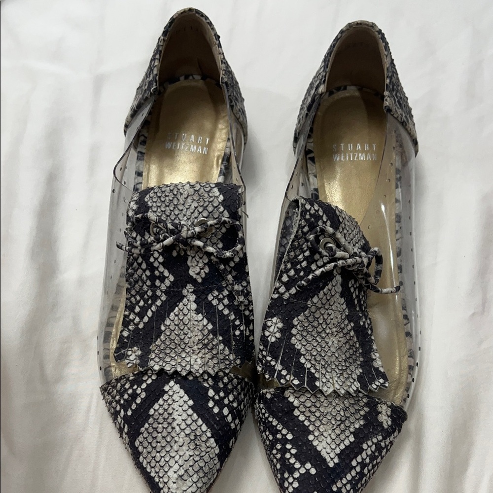 Stuart Weitzman Snakeskin Black and Gray Flats